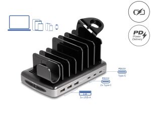 DELOCK USB Ladestation mit 3x USB-C PD + 3x USB-A (112 Watt)