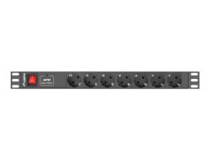 Lanberg PDU-07F-0200-IEC-BK Stromverteilereinheit (PDU) 7 AC-Ausgänge 1U Schwarz