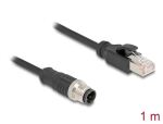 DELOCK M12 Kabel D-kodiert 4 Pin St. zu RJ45 St. PVC 1 m