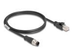 DELOCK M12 Kabel D-kodiert 4 Pin St. zu RJ45 St. PVC 1 m