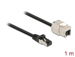 DeLOCK Kabel RJ45 Stecker zu Keystone Modul RJ45 Buchse Cat.6A 1 m schwarz