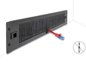 DELOCK 19" Kabelmanagement Bürstenleiste 2 HE schwarz