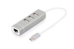 Digitus USB Typ-C™ 3-Port Hub + Fast Ethernet LAN-Adapter