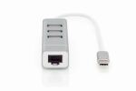 Digitus USB Typ-C™ 3-Port Hub + Fast Ethernet LAN-Adapter