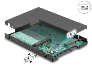 DELOCK SATA Konverter SATA 22Pin -> 1x M.2 Key B + 1x mSATA