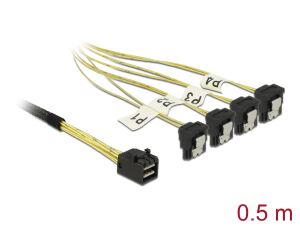 DELOCK SAS-Kabel MiniSAS HD SFF-8643 > 4xSATA 7Pin gew. 0.5m