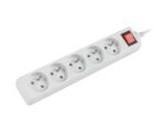 Lanberg PS1-05E-0300-W Verlängerungskabel 3 m 5 AC-Ausgänge Drinnen/Draußen Weiß