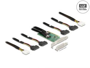 DeLOCK PCI Express 4.0 x16 Karte zu 4 x SFF-8639 NVMe - Bifurcation - Low Profile Formfaktor