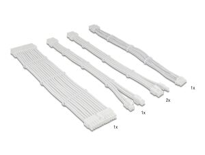DeLOCK PSU Verlängerungskabel Set 30 cm 5-teilig Sleeved mit Kabelkämmen (1 x 24 Pin ATX, 1 x 12 + 4 Pin 12VHPWR PCIe 5.0, 1 x 4 + 4 Pin EPS, 2 x 6 + 2 Pin PCIe) weiß