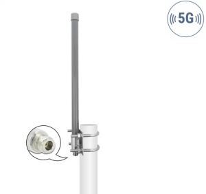 DeLOCK 5G 3,3 - 3,8 GHz Antenne N Buchse 8 dBi 50 cm omnidirektional starr outdoor grau