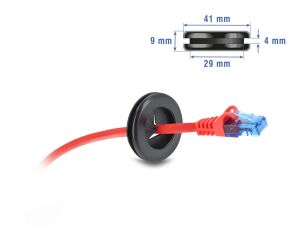 DELOCK Gummi Kabeldurchführung rund 32 mm Durchm. Schwarz
