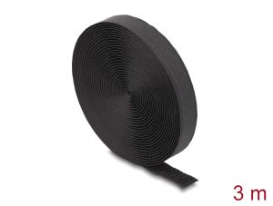 DELOCK Klettband auf Rolle mit Schlaufe L3m x B20mm schwarz