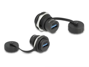 DeLOCK USB 3.2 Gen 1 Typ-A Einbaubuchse mit Verschlusskappe IP67 staub- und wasserdicht