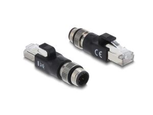 DELOCK M12 Adapter D-kodiert 4Pin Stecker zu RJ45 winkelt
