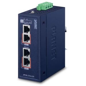 PLANET Industrial 2-Port GE 802.3bt PoE Injector Hub 12V