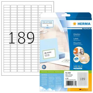 HERMA Etiketten Premium A4 25.4x10 mm weiß Papier matt 4725 St.