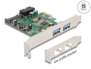 DeLOCK PCI Express x1 Karte zu 2 x extern USB 3.2 Gen 1 Typ-A + 1 x intern 19 Pin USB Pfostenstecker - Low Profile Formfaktor