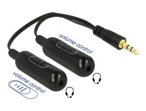 DELOCK Klinkekabel 3,5mm -> 2x 3,5mm St/Bu 0.20m sw +Lautstä