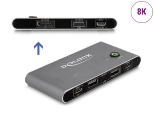 DELOCK USB-C KVM Switch zu DisplayPort 8K 30 Hz mit USB 2.0
