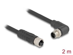 DELOCK M12 Kabel L-kodiert 4 Pin St r. gew. zu Bu PUR 2m sw