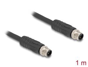 DELOCK M12 Kabel L-kodiert 4 Pin St zu St PUR 1m schwarz
