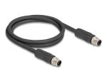 DELOCK M12 Kabel L-kodiert 4 Pin St zu St PUR 1m schwarz