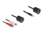 DeLOCK Stereo Audio Extender RJ45 Buchse zu 3,5 mm Klinkenstecker und RJ45 Buchse zu 2 x Cinch Stecker Cat.5 bis 50 m Set 2 Stück