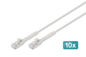 Digitus CAT 6A F-FTP abwinkelbares Patchkabel, Kupfer, 0,5 m, grau, 10 Stück