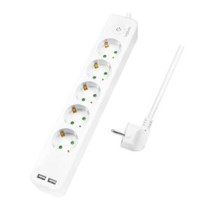 LogiLink LPS249U Verlängerungskabel 1,5 m 5 AC-Ausgänge Drinnen Weiß