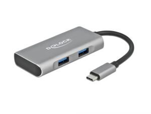 DeLOCK Externer USB 10 Gbps USB Type-C Hub mit 2 x USB Typ-A und 2 x USB Type-C
