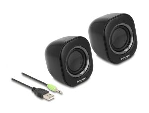 DELOCK Mini Stereo PC Lautsprecher 3,5mm Klinkenstecker USB