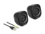 DELOCK Mini Stereo PC Lautsprecher 3,5mm Klinkenstecker USB
