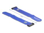 DeLOCK Klett-Kabelbinder mit Schlaufe und Befestigungsöse L 280 x B 38 mm blau 3 Stück