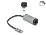 DeLOCK USB Type-C Adapter zu Gigabit LAN mit Power Delivery Anschluss grau