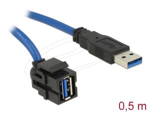 DELOCK Keystone USB3.0 A Buchse 250° mit Kabel