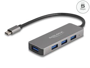DeLOCK 4 Port USB 5 Gbps Hub mit USB Type-C Anschluss – USB Typ-A Buchsen seitlich