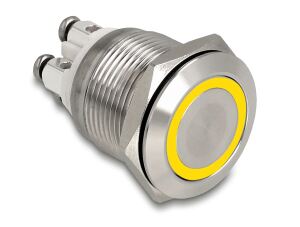 DELOCK Drucktaster zum Einbau 19mm 4x Schraubklemme LED gelb