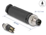 DeLOCK M8 Steckverbinder A-kodiert 4 Pin Stecker zur Montage mit Schraubanschluss