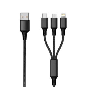2GO 797153 USB Kabel 1,5 m USB B USB C/Micro-USB B/Lightning Schwarz