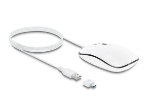 DELOCK Maus Desktop optisch 4-Tasten USB-A + USB-C weiß