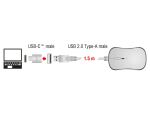 DELOCK Maus Desktop optisch 4-Tasten USB-A + USB-C weiß