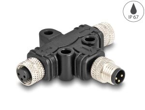 DeLOCK M8 T-Splitter A-kodiert 3 Pin 1 x Stecker zu 2 x Buchse Parallelschaltung