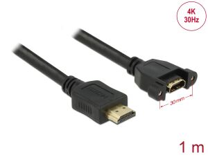 DELOCK HDMI Kabel Ethernet A -> A St/Bu 1.00m Einbau