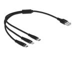 DeLOCK USB Ladekabel 3 in 1 Typ-A zu Lightning / Micro USB / USB Type-C 30 cm schwarz