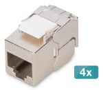 Digitus CAT 6A Kompakt-Keystone Modul, geschirmt, werkzeugfreier Montageanschluss, 4 Stk.