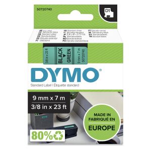 DYMO Original D1-Etikettenband | schwarz auf grün | 9 mm x 7 m | selbstklebendes Schriftband | für LabelManager-Beschriftungsgerät
