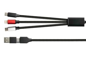 Python PY-USB001S USB Kabel 1,2 m USB A/USB C USB C/Micro-USB B/Lightning Schwarz