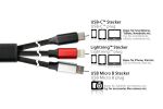 Python PY-USB001S USB Kabel 1,2 m USB A/USB C USB C/Micro-USB B/Lightning Schwarz