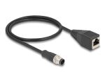 DeLOCK M12 Kabel A-kodiert 8 Pin Stecker zu RJ45 Buchse PVC 0,5 m