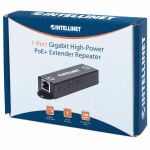 Intellinet Gigabit High-Power PoE+ Extender, IEEE 802.3at/af Power over Ethernet (PoE+/PoE), Metall
